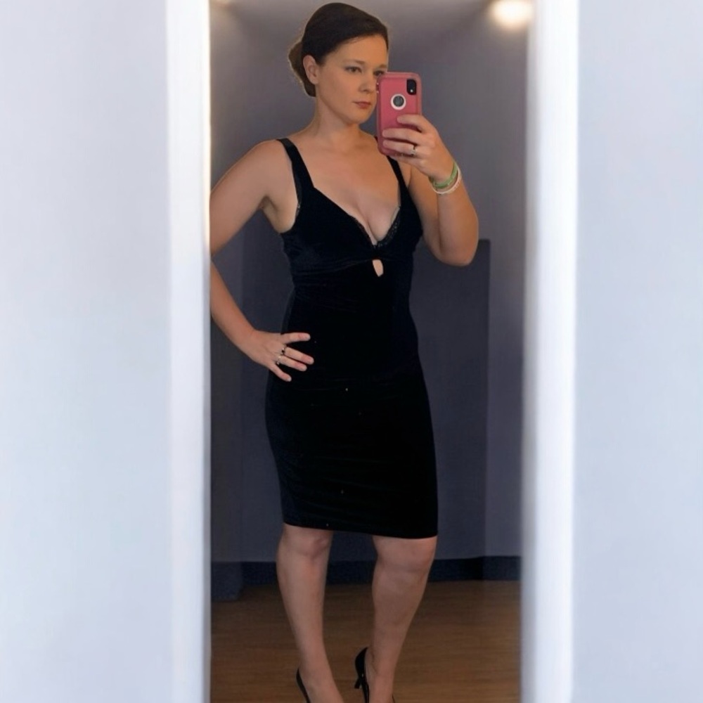 Express Black Velvet Dress 8 Y2K